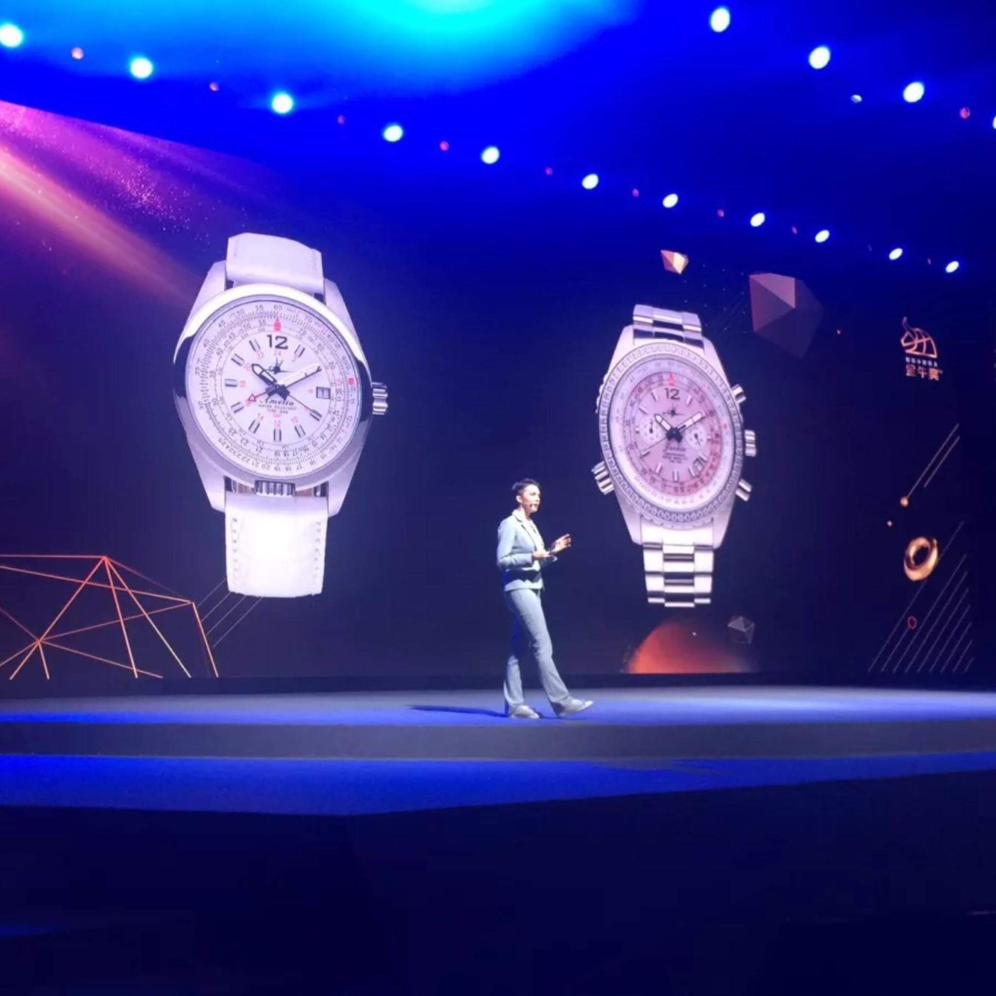 CEO and Founder, Abingdon Mullin, speaking on stage at an event about the watch business