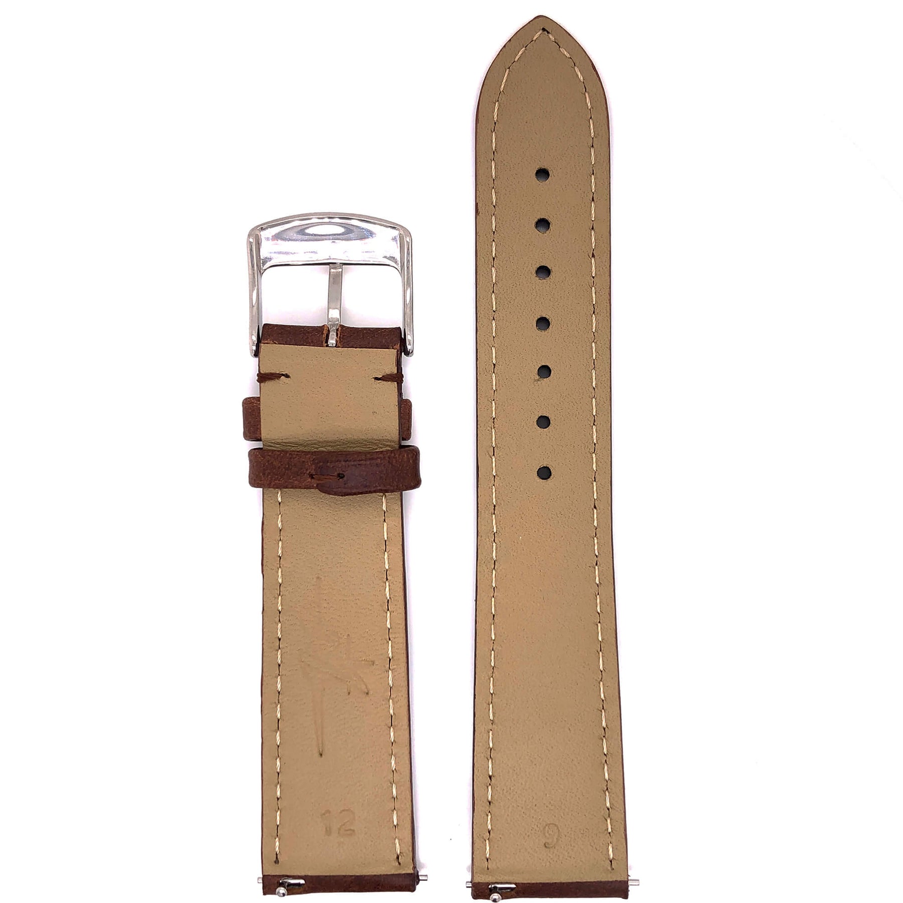 BAND – 20mm Oil Tan Leather Matching Stitch - The Abingdon Co., aviation, dive, tactical watches for women