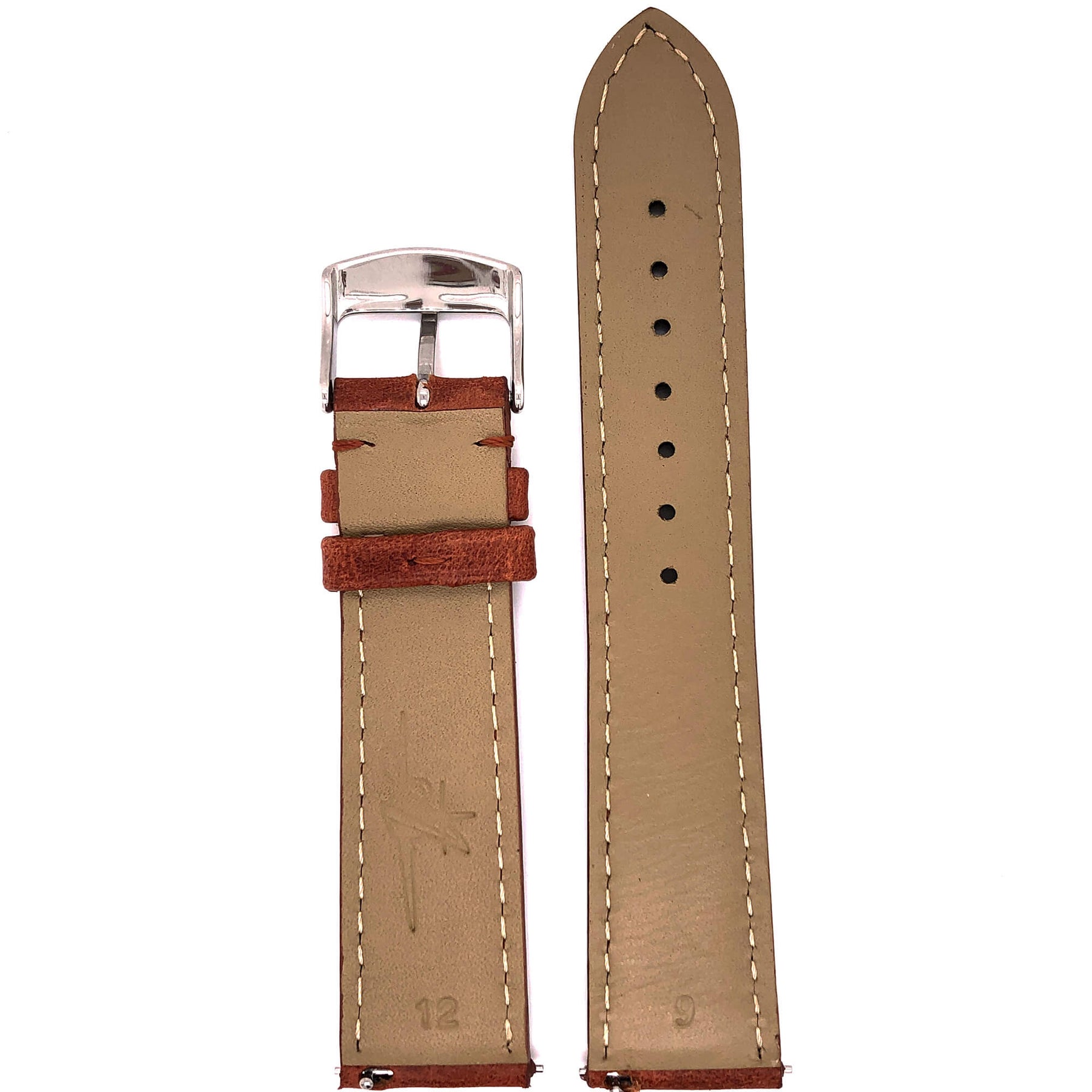 BAND – 20mm Oil Tan Leather Matching Stitch - The Abingdon Co., aviation, dive, tactical watches for women