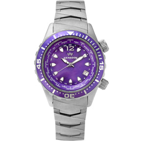 Front view of the Marina Dive Watch in Pacific Purple by Abingdon Co., aviation, dive, tactical watches for women