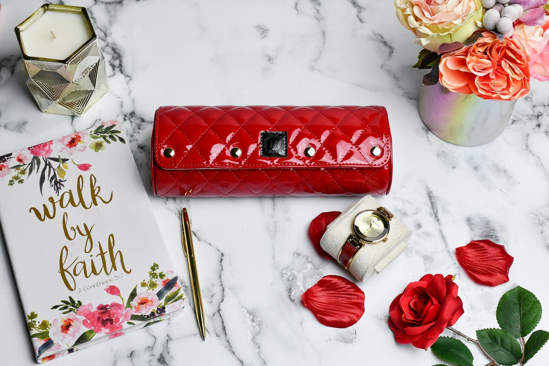 Women's Scarlet Red 3-Watch Case