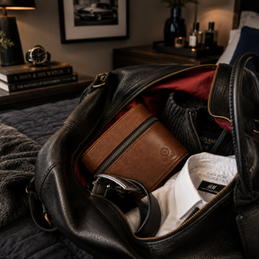Watch and Jewelry Travel Case -  Coffee Brown Leather