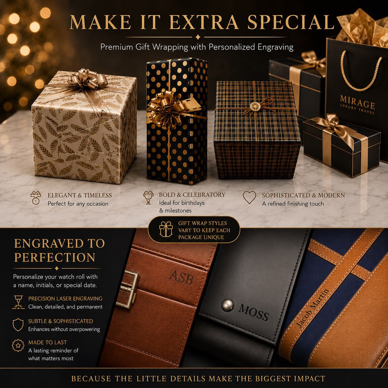 Watch and Jewelry Travel Case -  Coffee Brown Leather