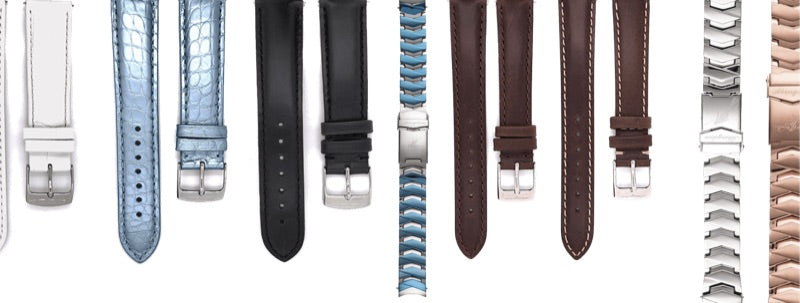 Variety of leather, silicone, metal, and alligator watch straps that can all be changed out easily with quick change release spring bars.