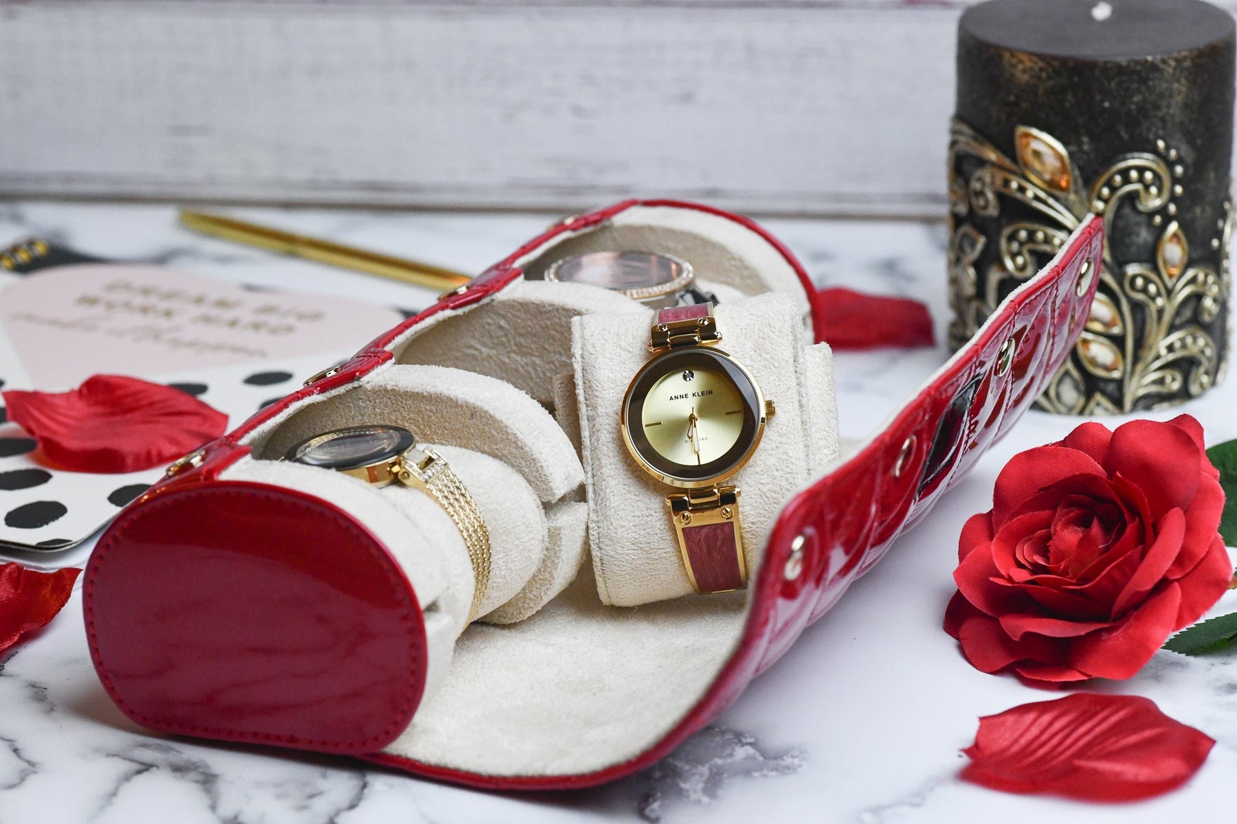 Women's Scarlet Red 3-Watch Case