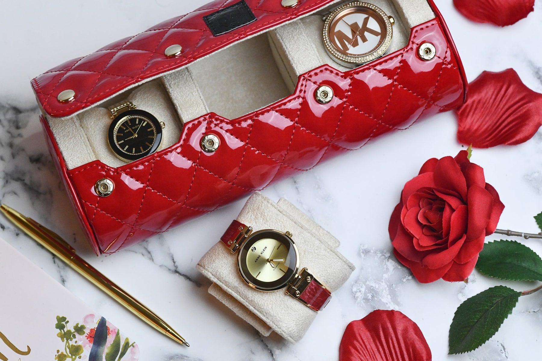 Women's Scarlet Red 3-Watch Case