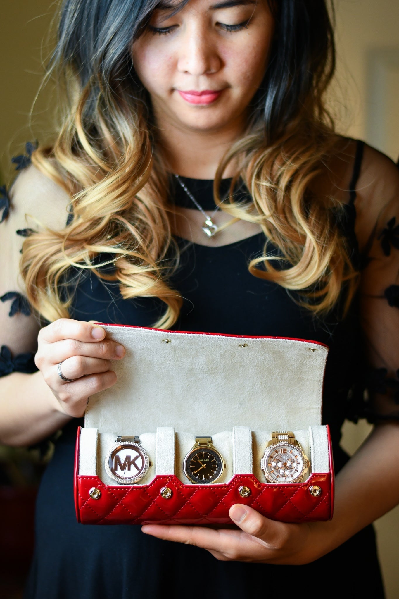 Women's Scarlet Red 3-Watch Case