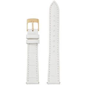 BAND - 16mm White Leather Band with yellow gold buckle - The Abingdon Co., aviation, dive, tactical watches for women