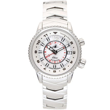 Abingdon Co. Elise Athenian Silver, a white aviation watch with three time zones