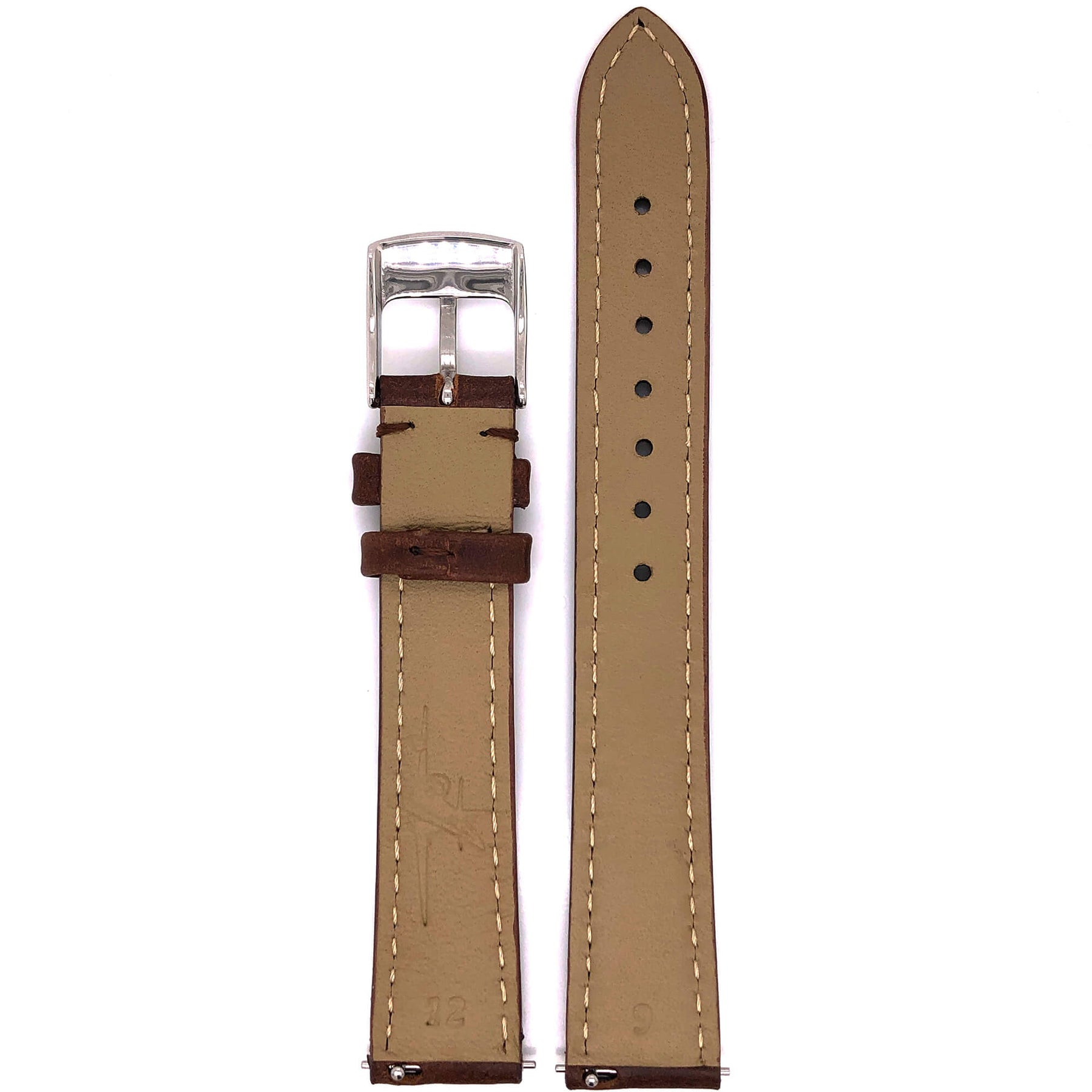 BAND - 16mm Oil Tan Leather Matching Stitch - The Abingdon Co., aviation, dive, tactical watches for women