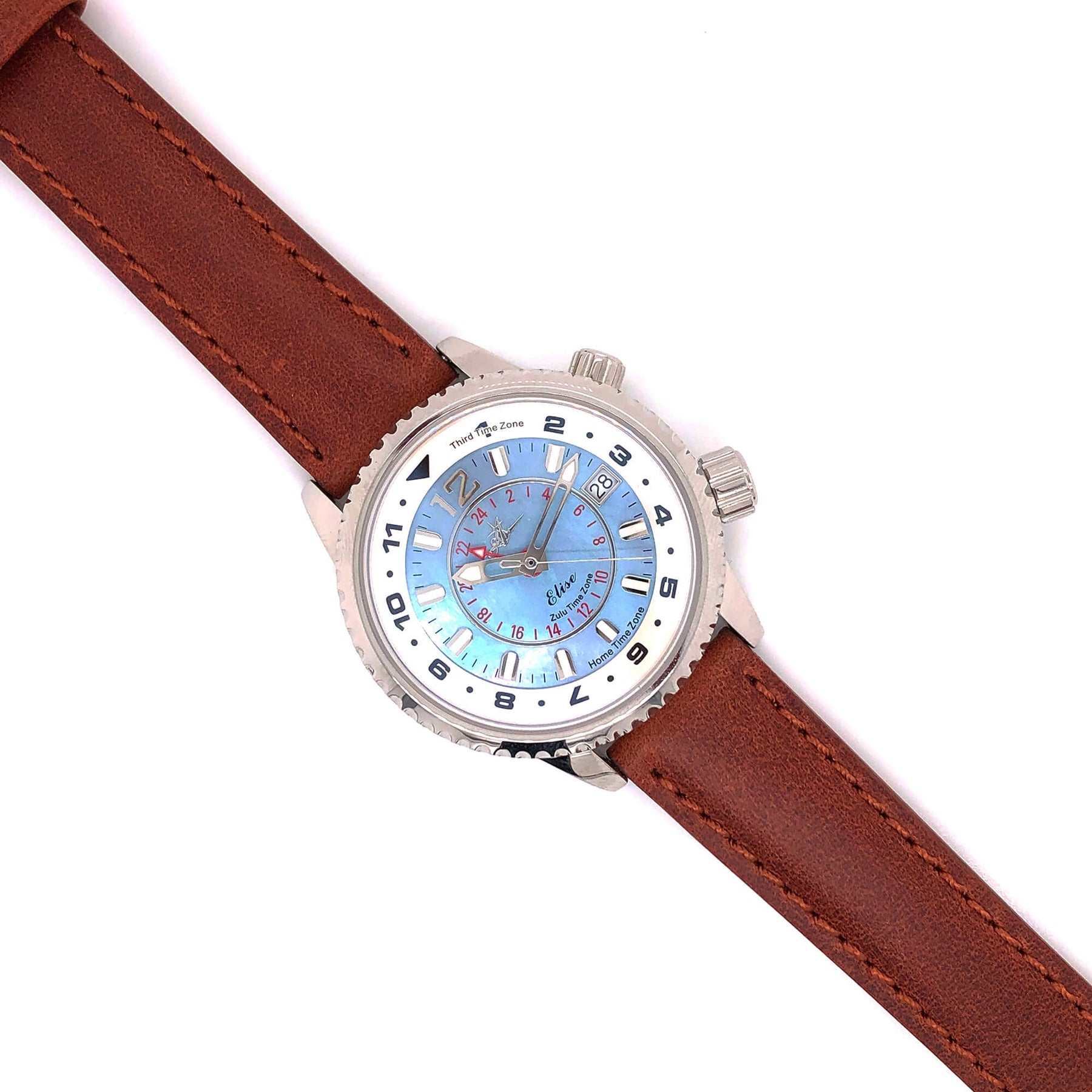 BAND - 16mm Oil Tan Leather Matching Stitch - The Abingdon Co., aviation, dive, tactical watches for women