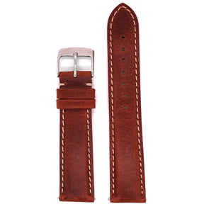 BAND – 20mm Oil Tan Leather Contrast Stitch - The Abingdon Co., aviation, dive, tactical watches for women