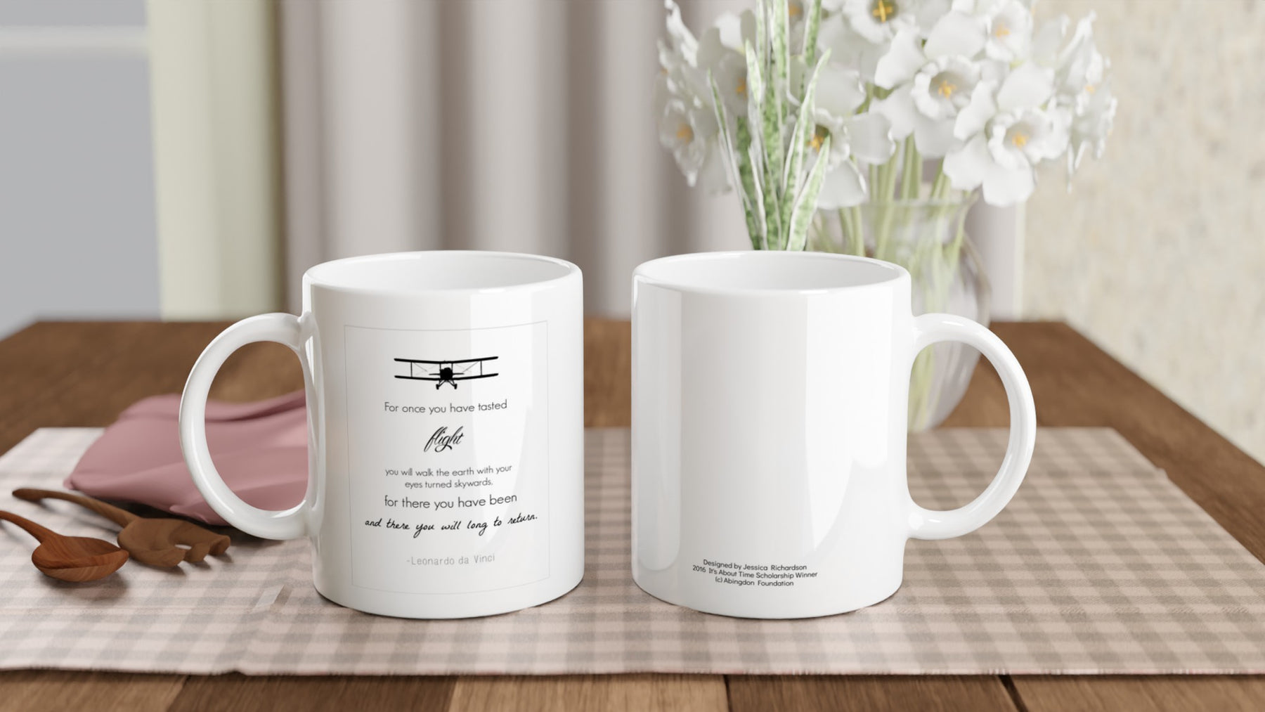 White Ceramic Mug - Inspirational Quote: da Vinci - The Abingdon Co.