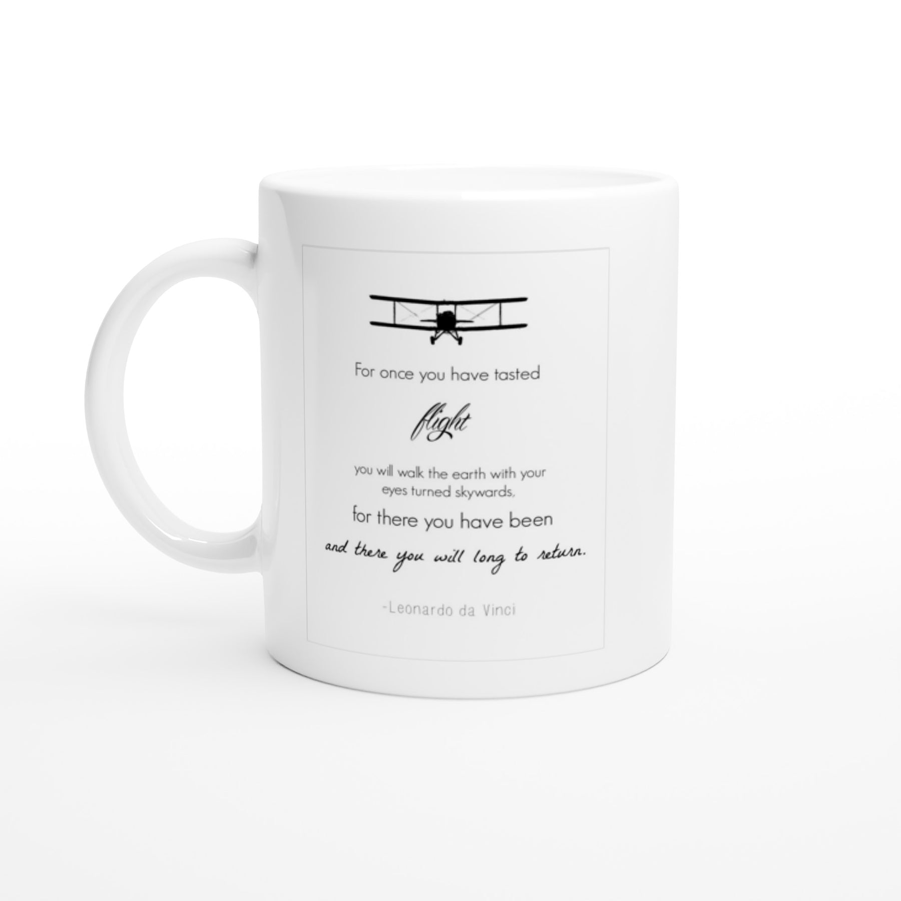 White Ceramic Mug - Inspirational Quote: da Vinci - The Abingdon Co.